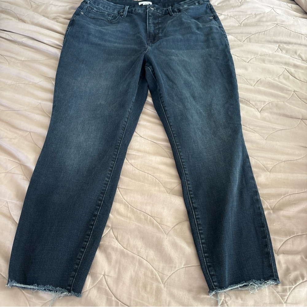 Good American Jeans Skinny Ankle Dark Wash Blue Stretch Denim size 18 - Picture 6 of 13